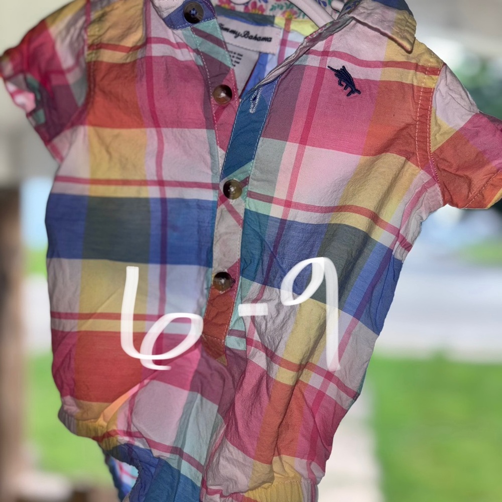Tommy Bahama Colorful Plaid Infant Onesie